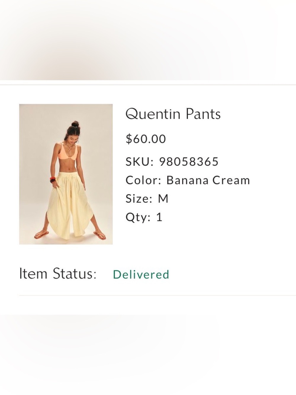 Free est Brand Flowy cream High-Low Boho Pants with Drawstring Waist